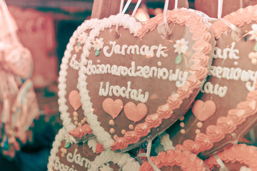 Candy heart on the main square of Wroclaw in Poland