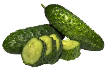 fresh cucumbers isolated on white background