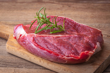 Raw beef steak.