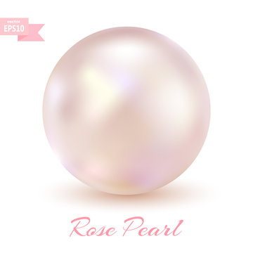 Pink pearl isolated on a white background. Glamorous design. Jew
