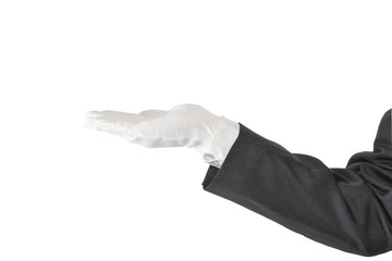 Elganter Arm präsentiert mit leerer Hand
