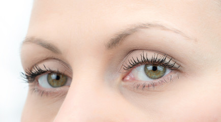 Upper part of females face closeup on eyes