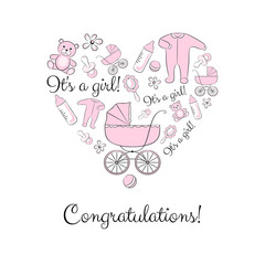 Set of items for a newborn girl