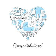 Set of items for a newborn boy