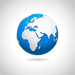 Globe icon - illustration. Vector illustration of blue-white globe symbol with drop shadow effect.
