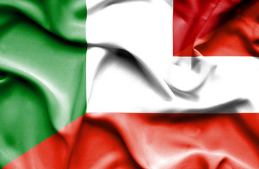 Waving flag of Austria and Italy