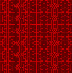 Seamless Vintage Chinese style window tracery square geometry pattern background.
