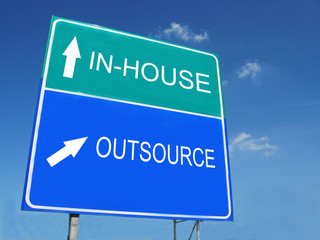 INHOUSE-OUTSOURCE road sign