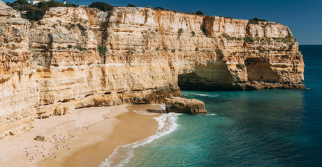 Small hidden beach near Navy Beach (Praia da Marinha) on the Atlantic coast in Lagoa Municipality, Algarve.