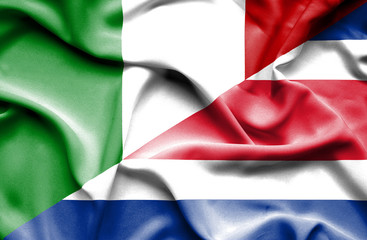 Waving flag of Costa Rica and Italy