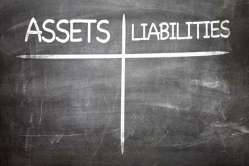 Assets Liabilities written on a chalkboard