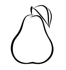 Vector monochrome illustration of pear logo.