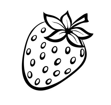 Vector monochrome illustration of strawberries logo.