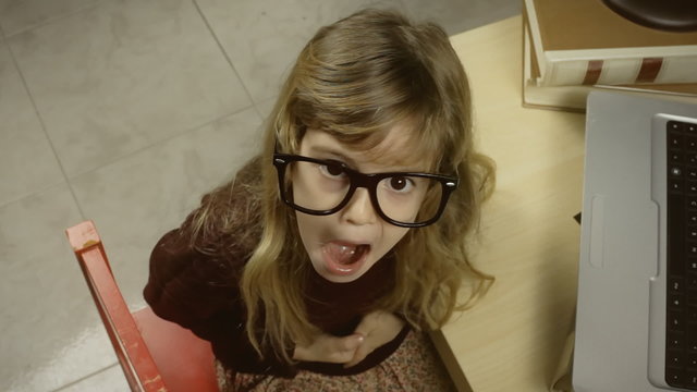 Little girl school pc scared above
