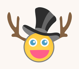 Joyful Reindeer - Cartoon Smiley Vector Face