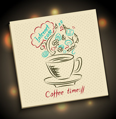 Sketch Concept of coffee time on serviette