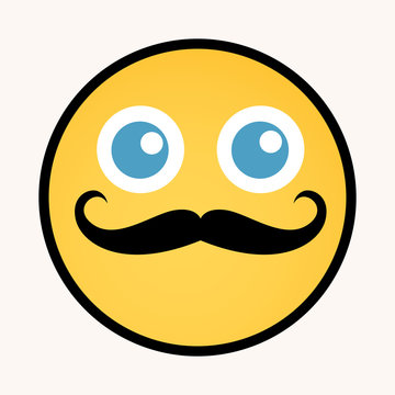 Moustache - Cartoon Smiley Vector Face