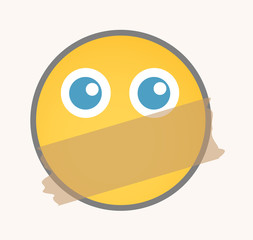 Quiet - Cartoon Smiley Vector Face