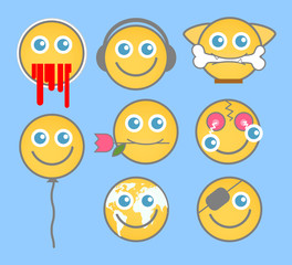 Set of Cartoon Emoticons Vector