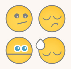 Upset Cartoon Smiley Set