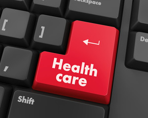 Text health care button 3d render