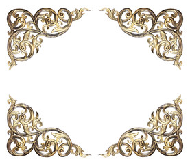 Naklejka premium Pattern of flower carved frame on white background