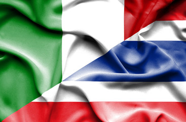 Waving flag of Thailand and Italy