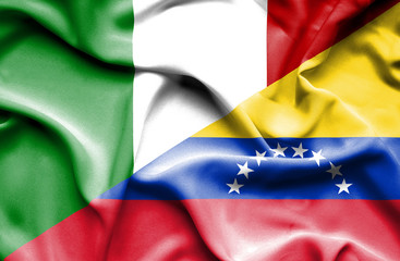 Obraz premium Waving flag of Venezuela and Italy