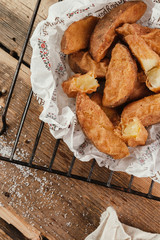 Fried potato wedges