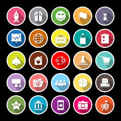 Business start up flat icons with long shadow