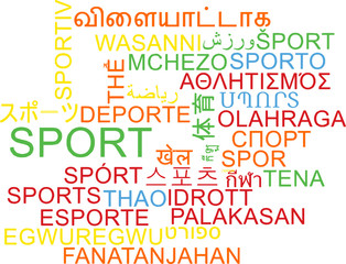 Sport multilanguage wordcloud background concept