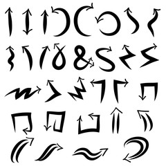 Hand drawn vector arrows set.