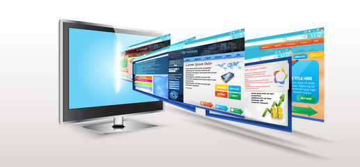 Laptop with illustration of  template website