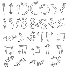 Vector Set of black Hand Drawn Arrows