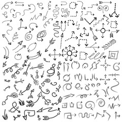 dashed set of arrow icons, doodle