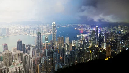 Fotobehang Hong Kong from day to night © ymgerman