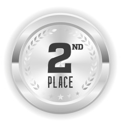 Round 2nd place medal on white background