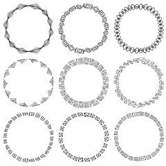 Set of 9 hand-draw vector victory laurel wreaths for stationary.