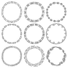 Set of 9 hand-draw vector victory laurel wreaths for stationary.