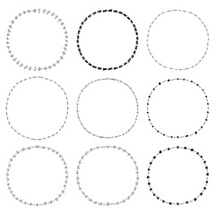 vector set of decorative, doodle, floral wreathes.
