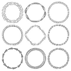 vector set of decorative, doodle, floral wreathes.
