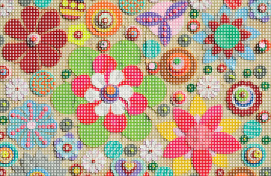 Abstract floral; pixel background; vector illustration of flower