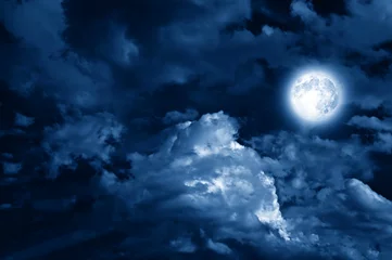 Foto auf Acrylglas magic moon over the clouds © B@rmaley