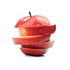 closeup sliced red apple