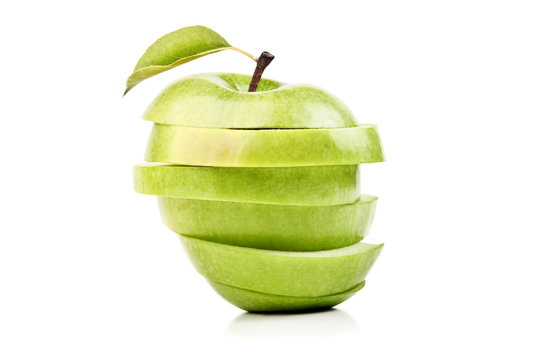 closeup sliced green apple