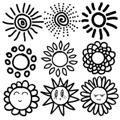 Sun icon. Vector illustration. Doodle.