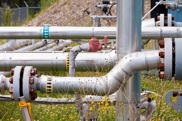 Outdoor piping system in the sun