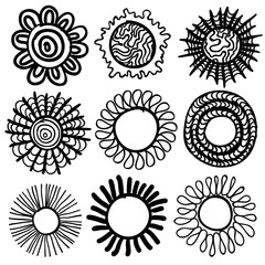 Sun icon. Vector illustration. Doodle.