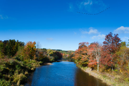 Pictou East River Fall Landscape Nova Scotia NS Canada