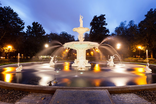 Historic Forsyth Park Fountain Savannah Georgia US